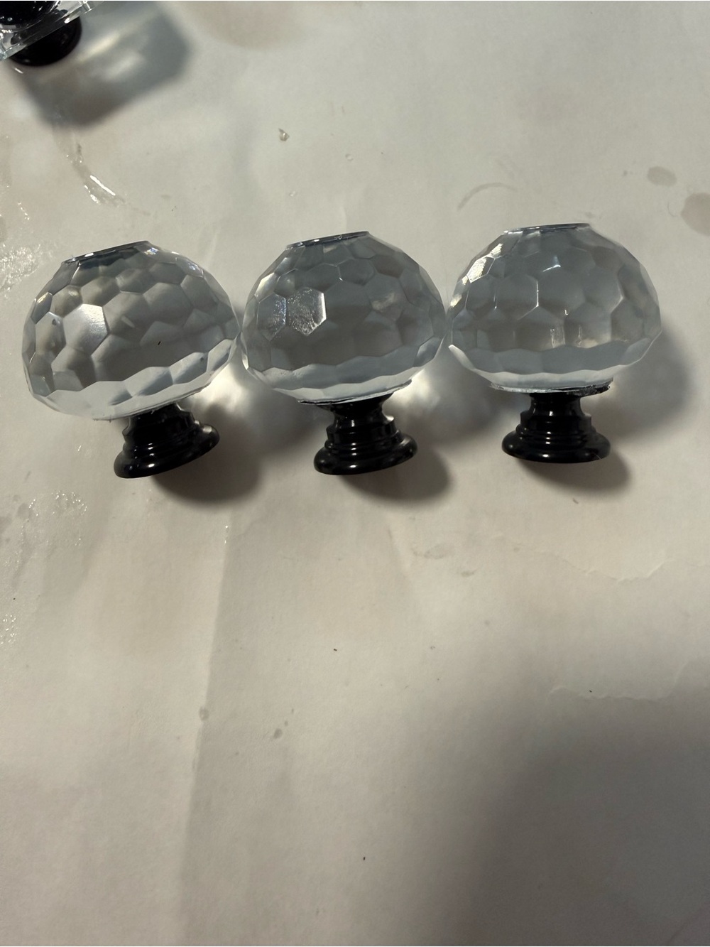 Faceted Clear Acrylic Cabinet Knob with Black Base